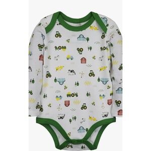 John Deere White Long Sleeve Farmland Bodysuit 9-12 Months